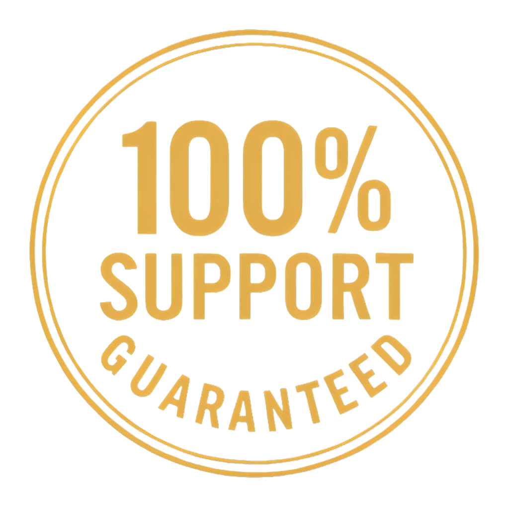 100% support guaranteed seal